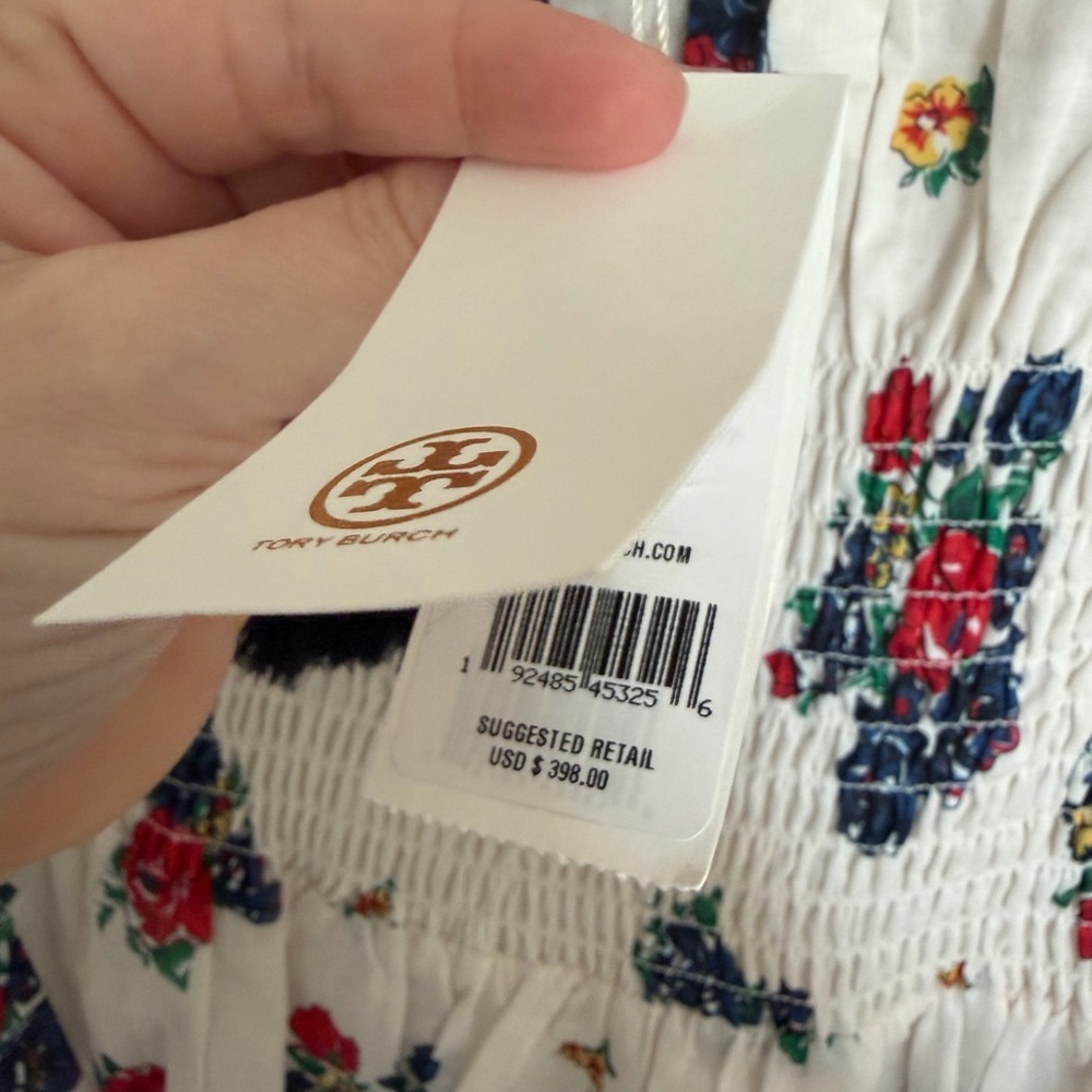 NWT Tory Burch ivory tea rose long maxi summer dress XL white floral flowers - Picture 4 of 5